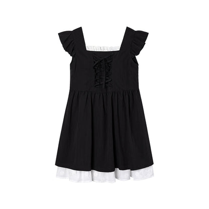 Weißes French Small Flying Sleeve Kleid