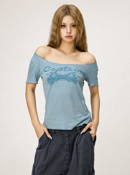 Straight Shoulder Short Sleeve T-Shirt