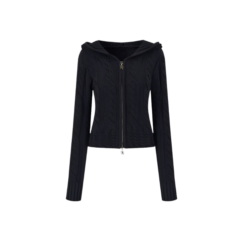 Twist Pattern Knit Sweater Jacket & Skirt Set-Up