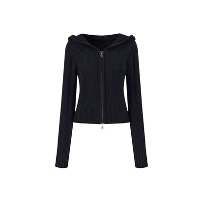 Twist Pattern Knit Sweater Jacket & Skirt Set-Up