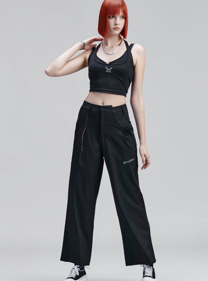 Pleated Straight Casual Pants