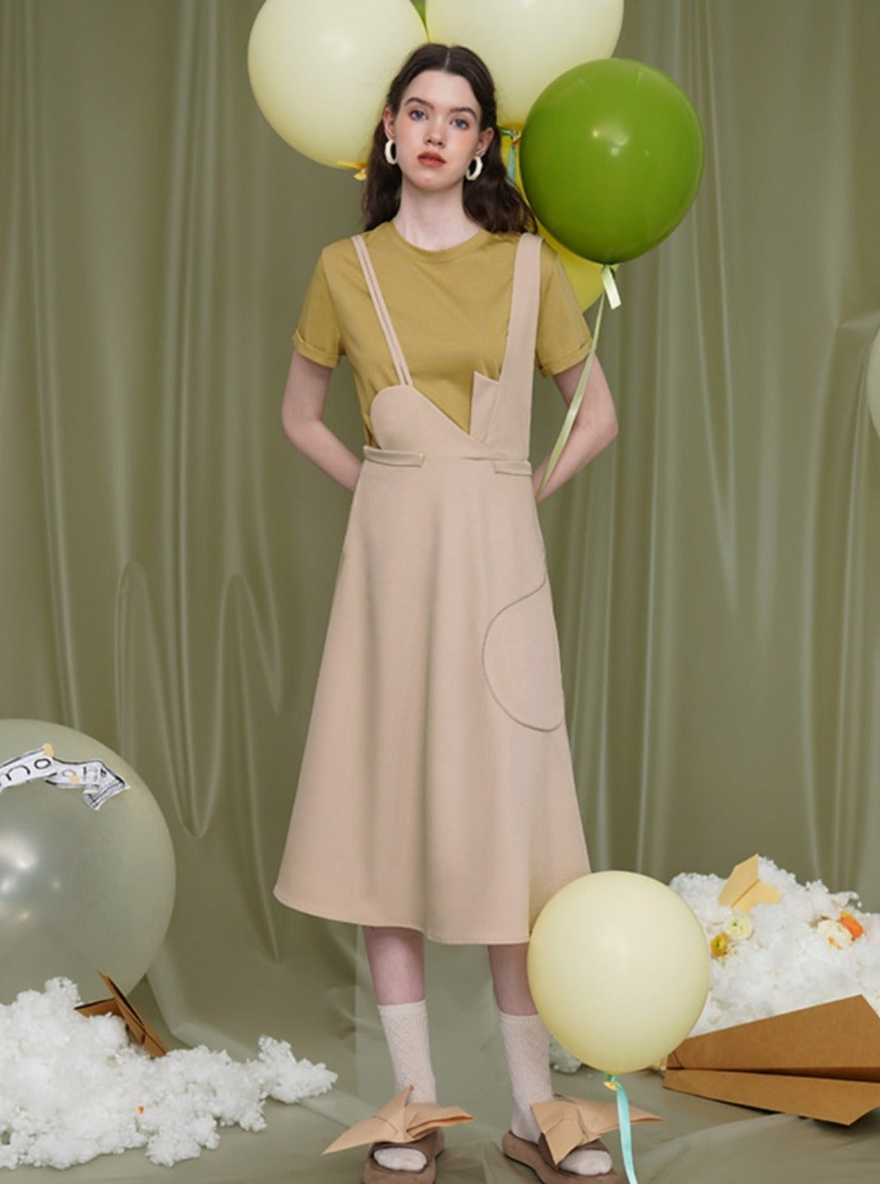 Light Apricot Foam Silky Suspender Skirt