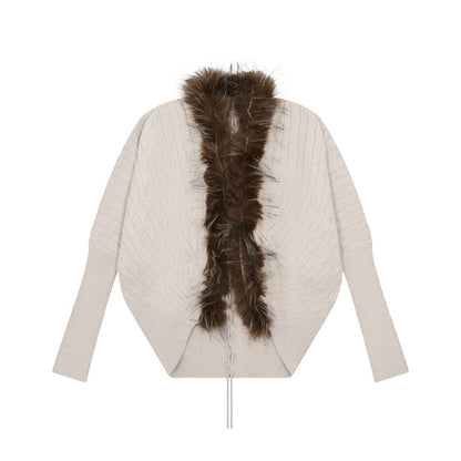 Fur Collar Knitted Cardigan