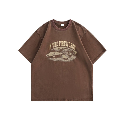 Distressed Brown Short Sleeve T-Shirt