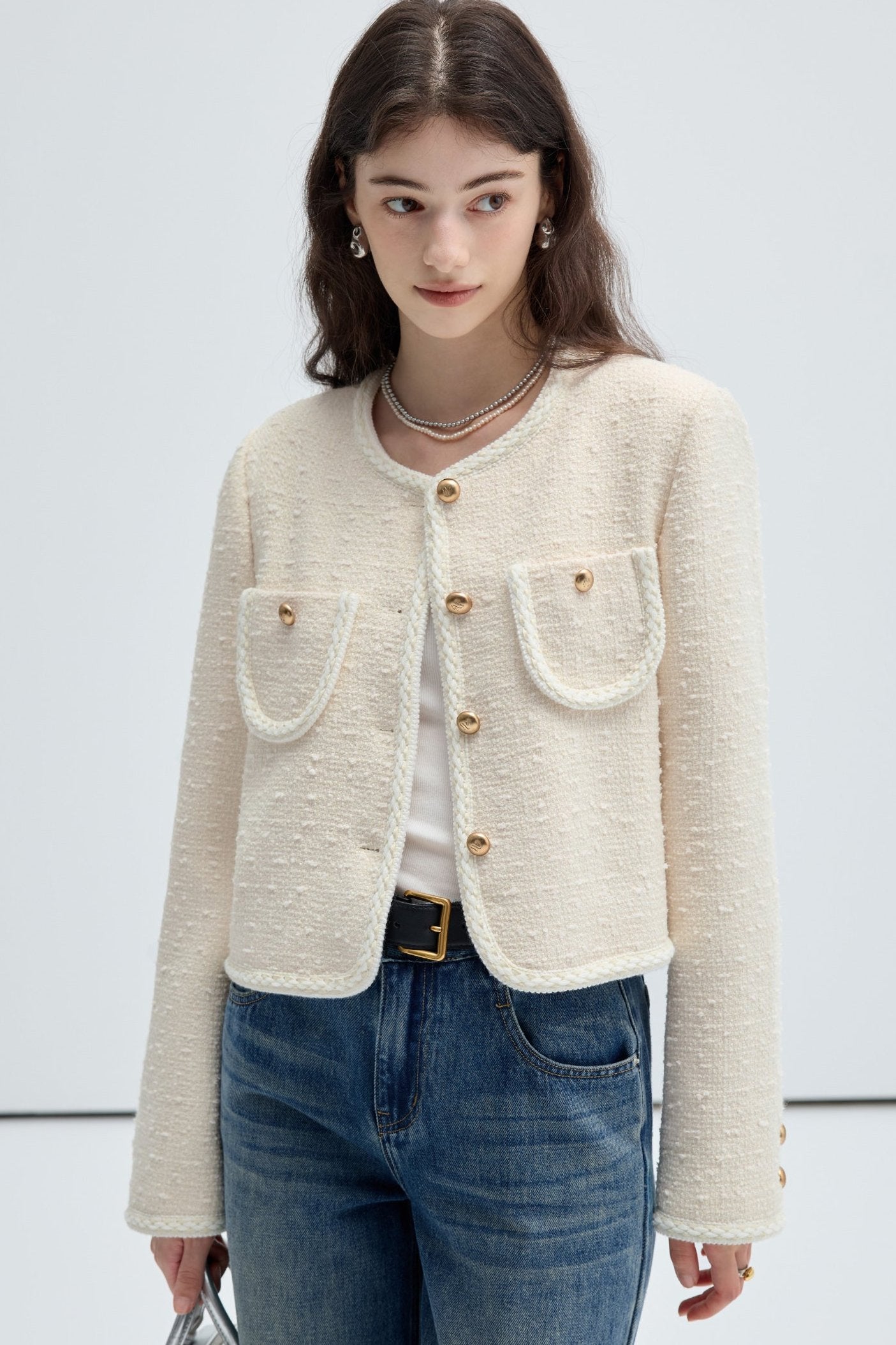 High-End Wool Cropped Jacket