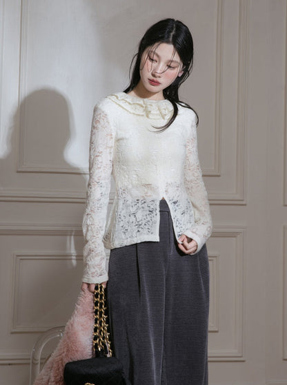 Mist Apricot Wool Lace Tops