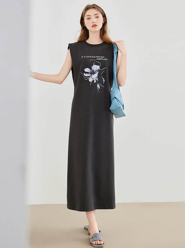 Letter Print Sleeveless Dress