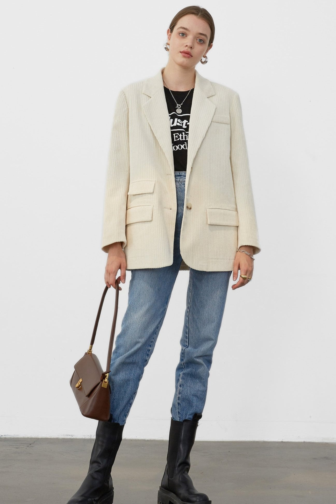 Draped Corduroy Jacket