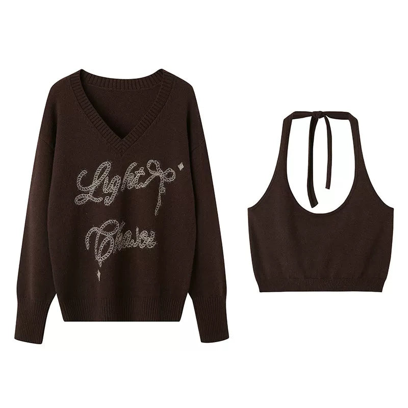 Knitted Two-Piece Sweater Pants Set