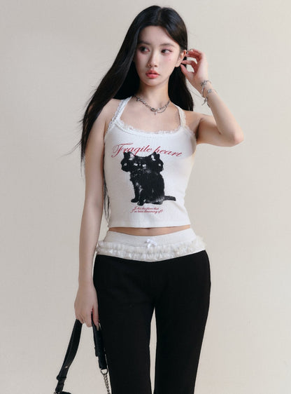 [Spot] fragile store - happy kitten oxygen sense vielseitig hot girl cat print camisole