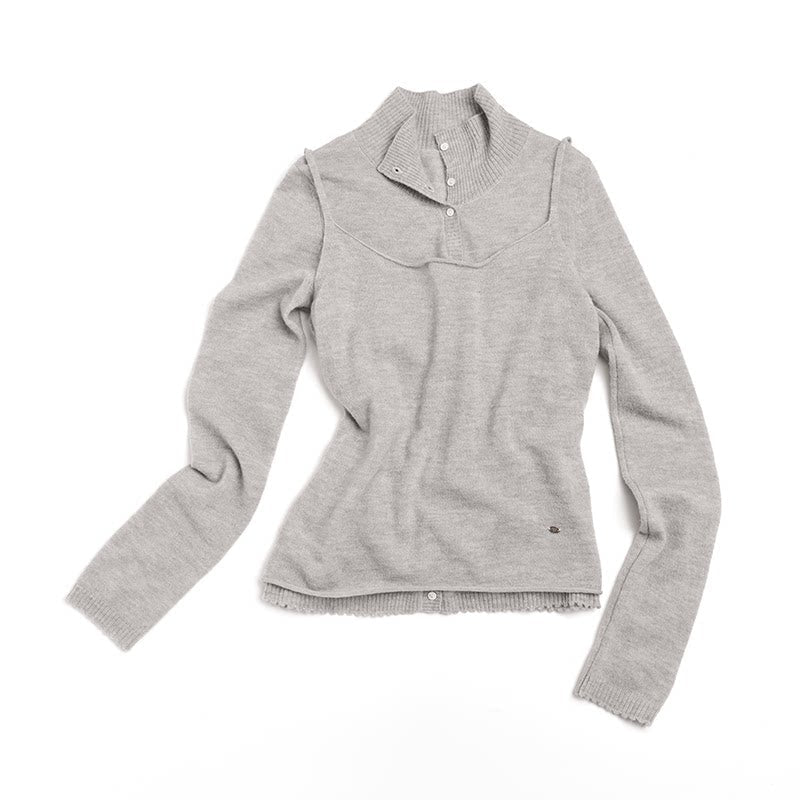 Doll Collar Knitted Cardigan Set-Up
