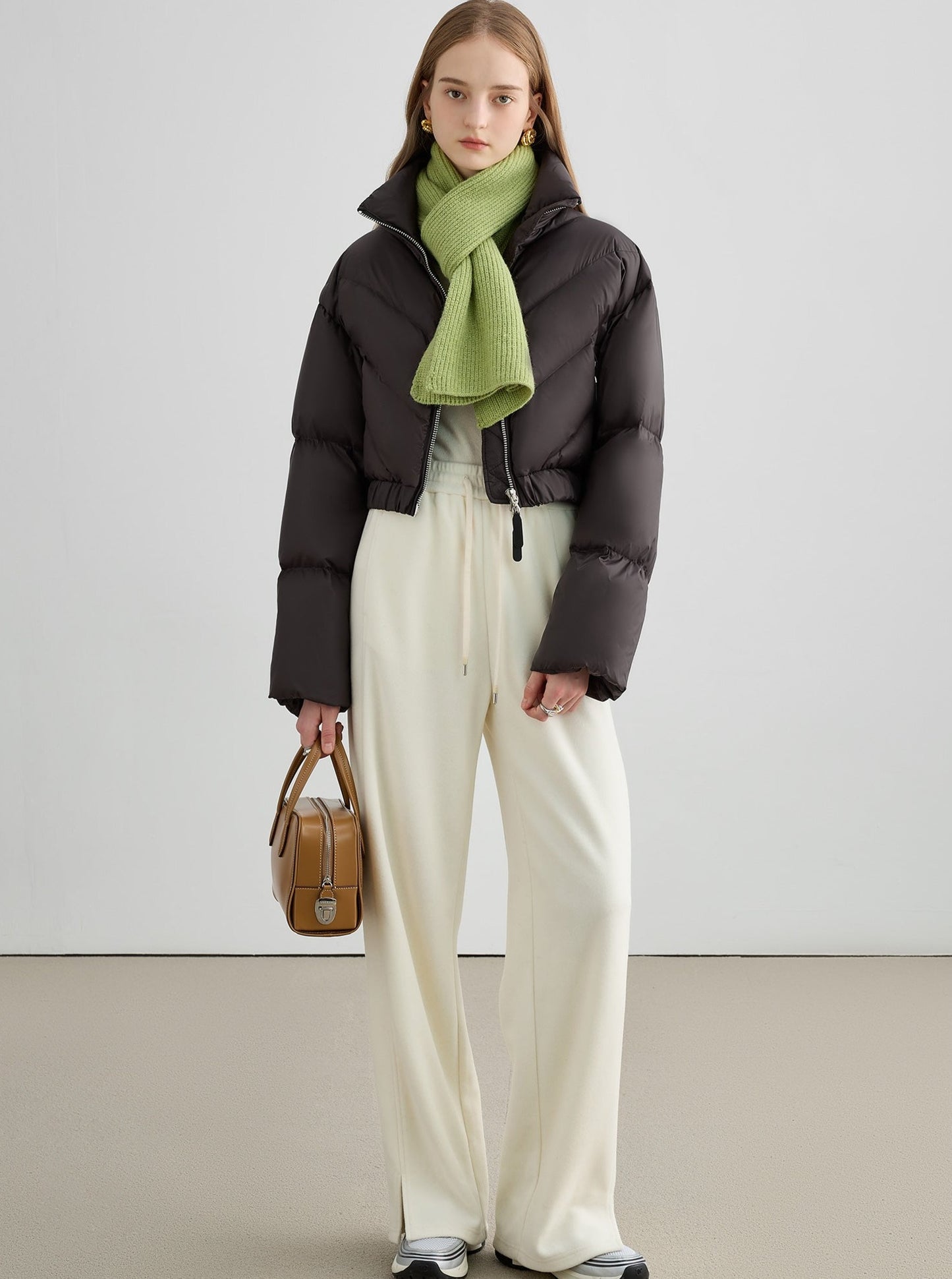 loose simple woolen wide-leg pants