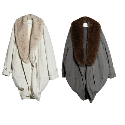 Retro Distressed Fur Collar Jacket Set-Up