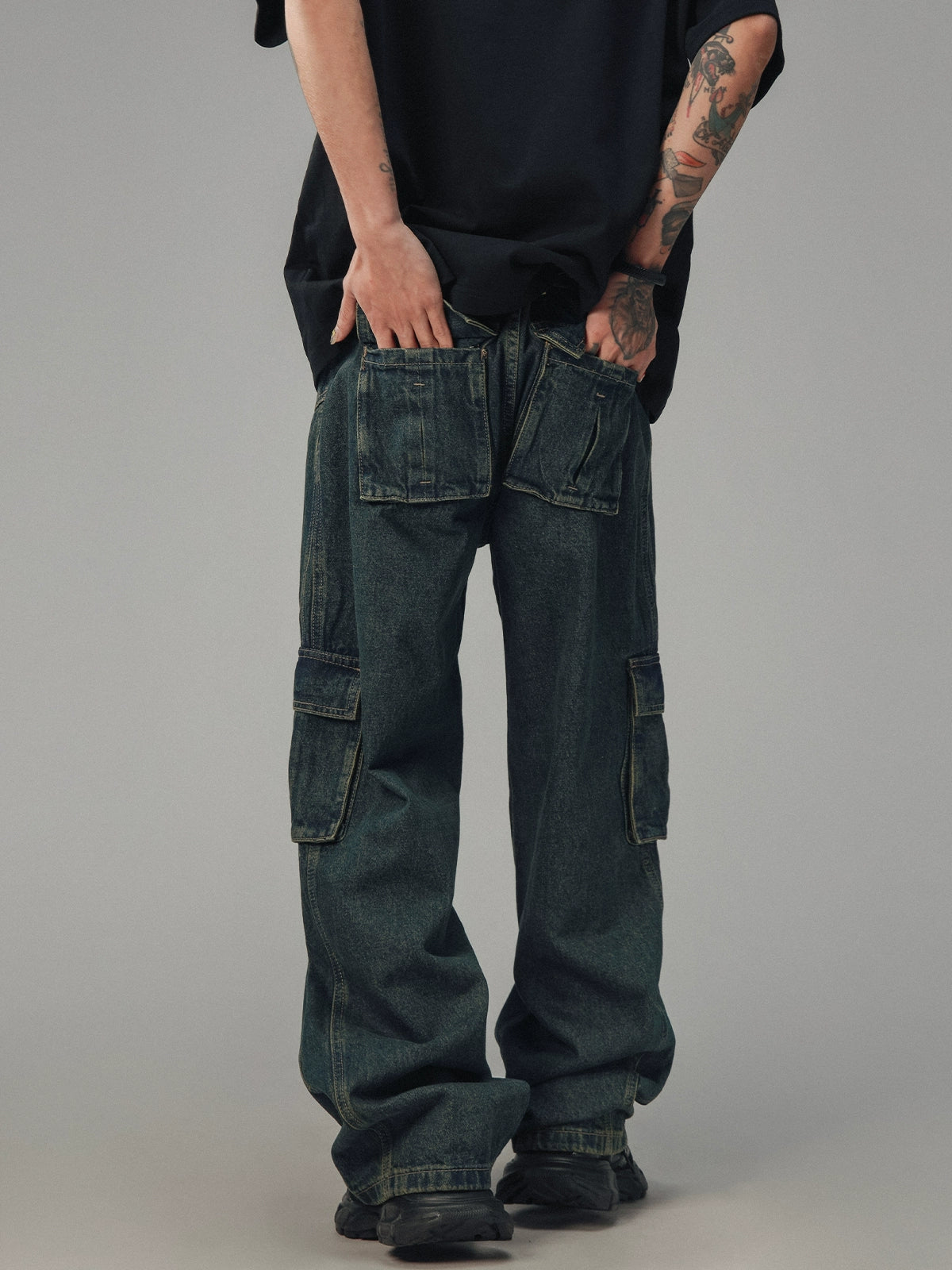 Heavy Straight-Leg Casual Cargo Jeans Pants