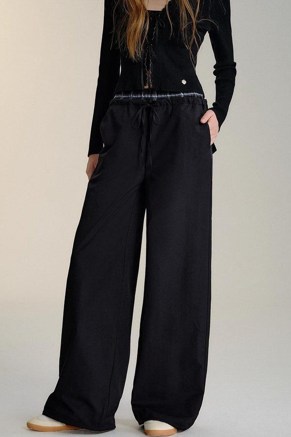 Double-Waistband Wide-Leg Trousers