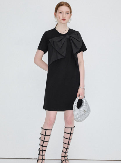 Bow Detail Black T-Shirt And Dress