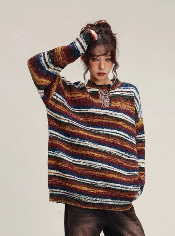 American Vintage Striped Sweater Knit Top