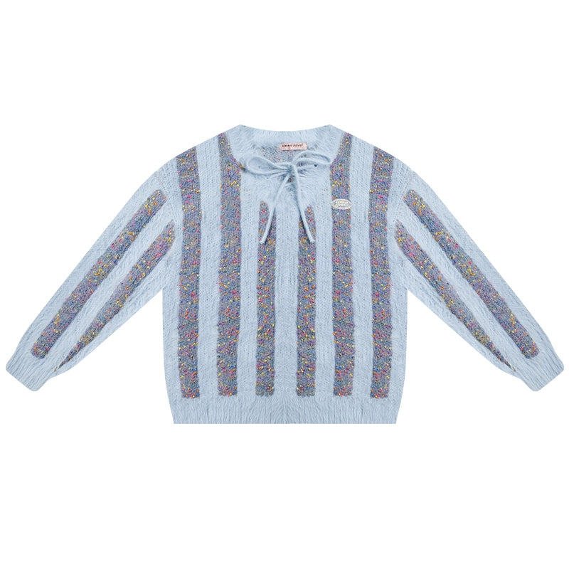 American Retro Stripe Lace Sweater