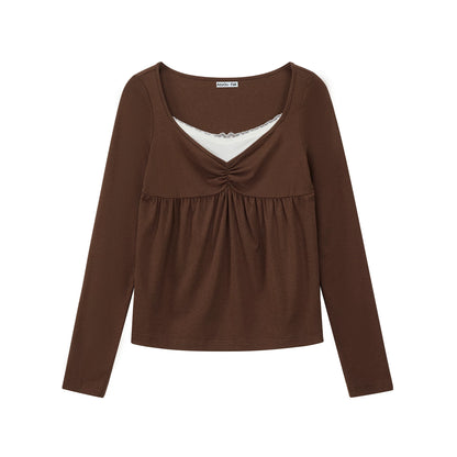 Lace Butterfly Collar Knit Top