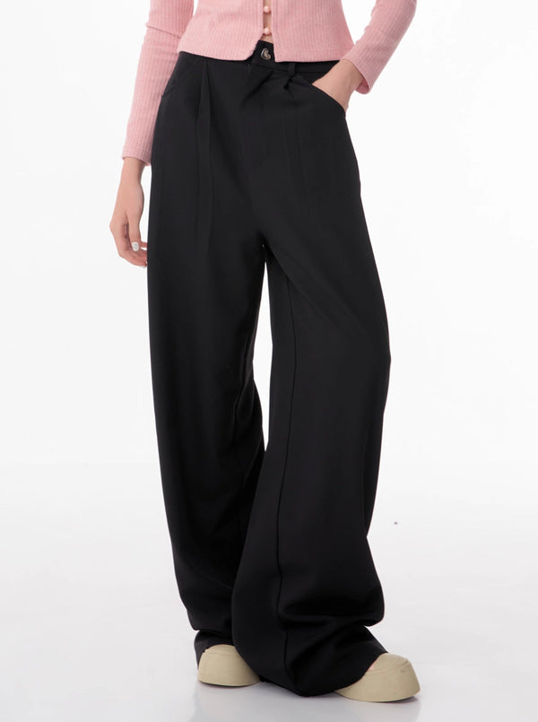 American retro high-waisted straight leg pants