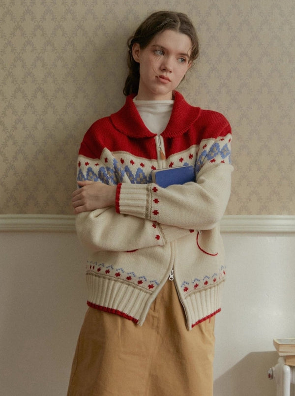 APPLE CARDIGAN VINTAGE KNIT SWEATER
