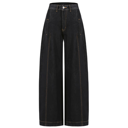 Color-Blocking Drape Denim Pants