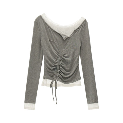 Slim Lace Sleeve T-Shirt