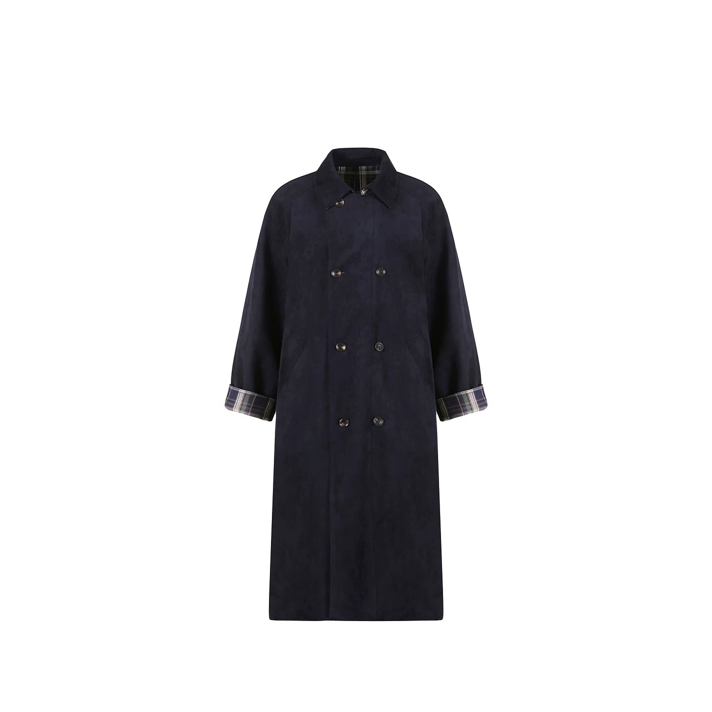 Contrasting Plaid Suede Coat