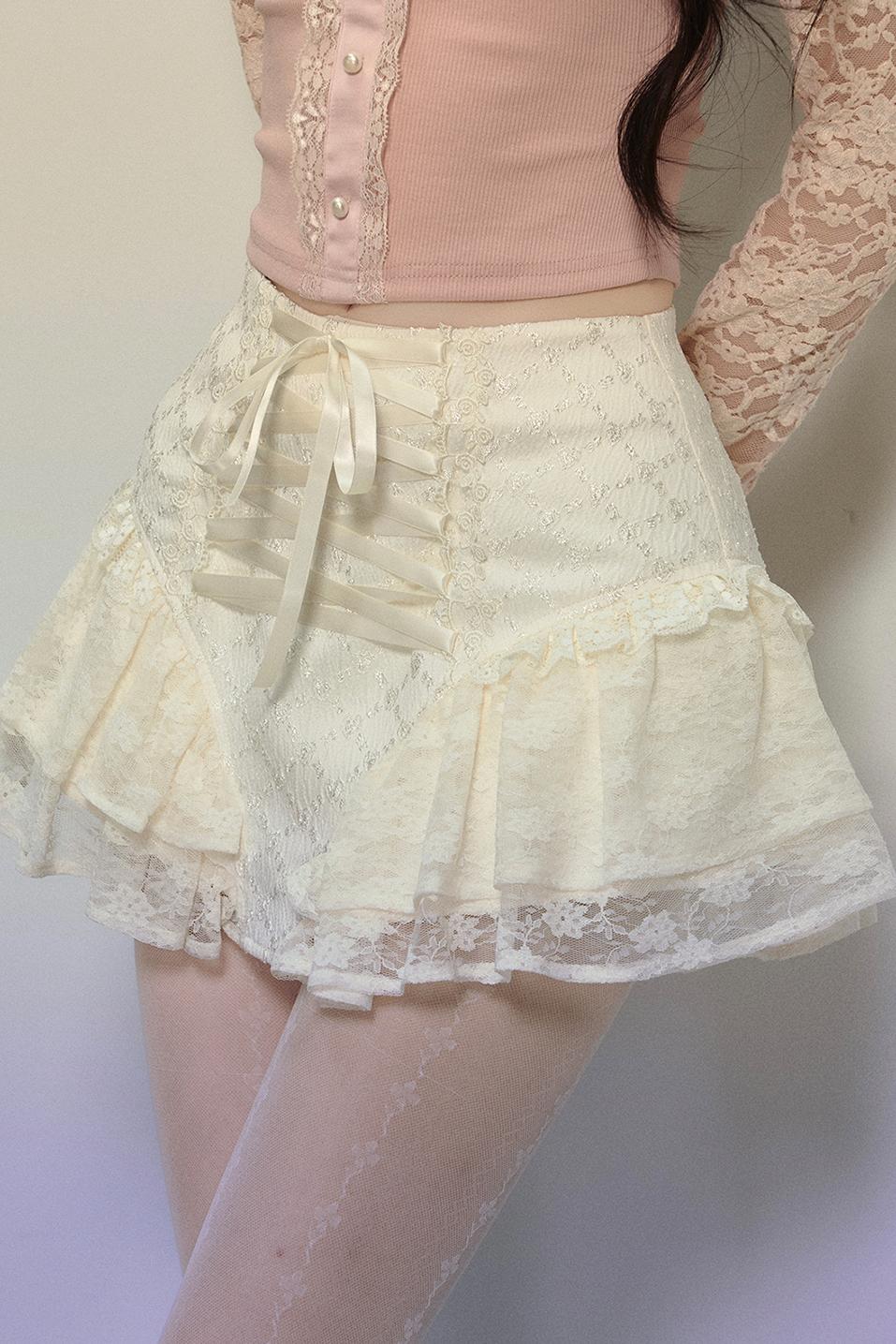 Ballet Aesthetics Irregular Lace Skirt