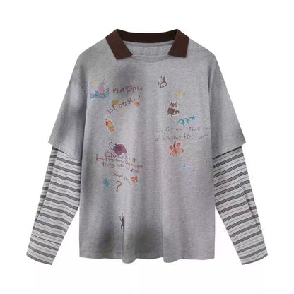Cartoon Print Retro Sweater