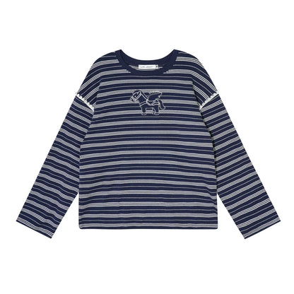 Striped Color-Blocked Crew Sweater