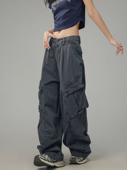 Casual Straight Leg Pocket Cargo Pants