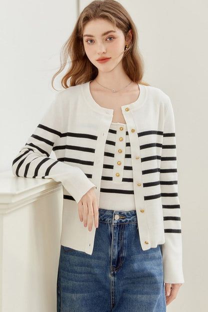 Striped Wool Cardigan Set