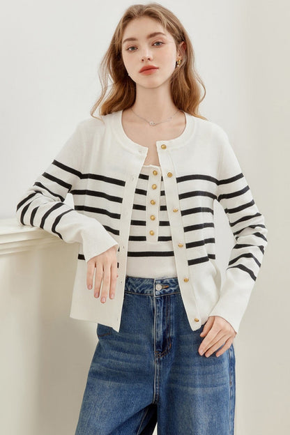 Striped Wool Cardigan Set