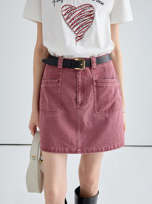 Casual A-Line Denim Skirt