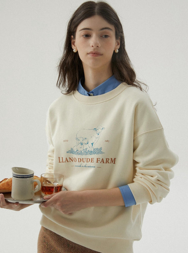 soft fluffy lamb print sweatshirt