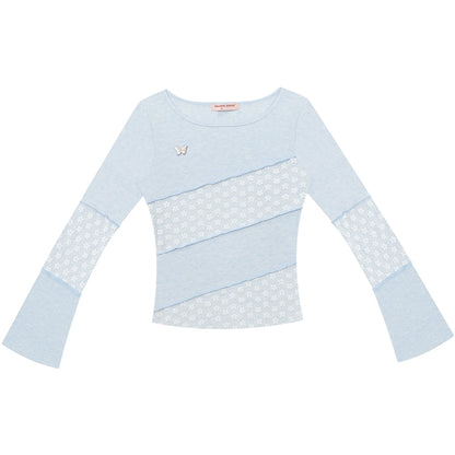 Twill Stitch Lace Knit Top