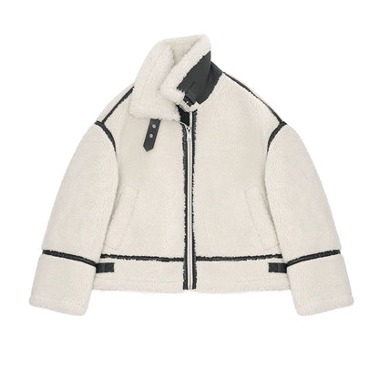 Wool Integrated Lamb Thickened Cotton Coat