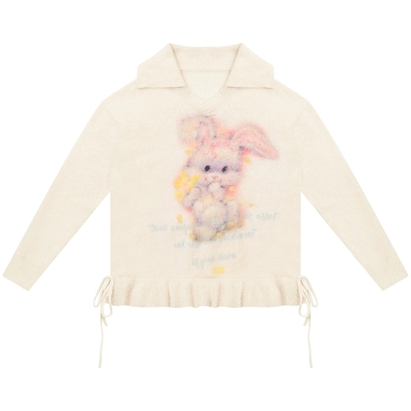 Pleated Hem Drawstring Sweater