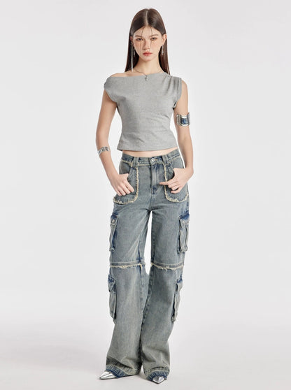 Cargo Large Straight Leg Jeans