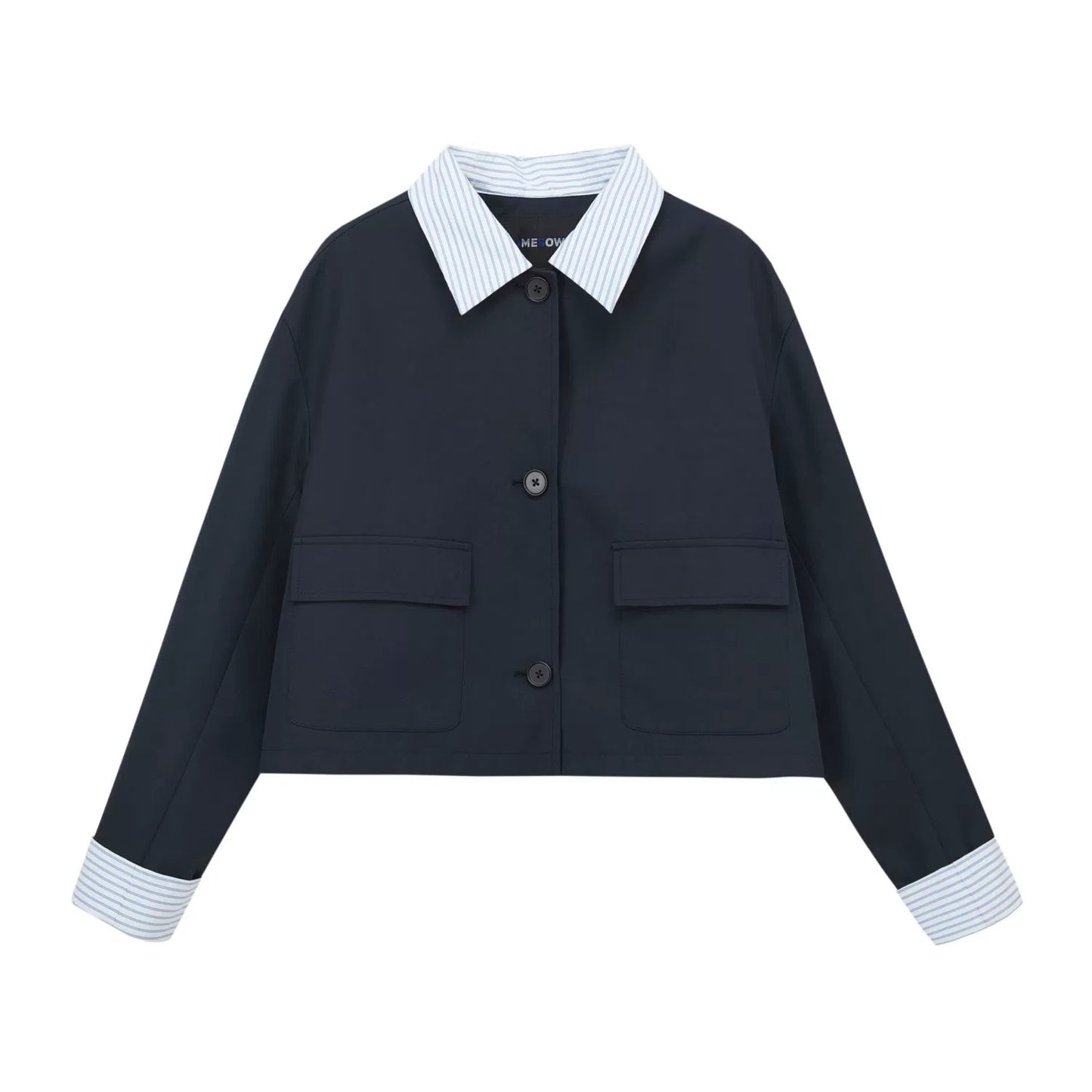 Patchwork Striped Trench Coat Skirt Set-Up