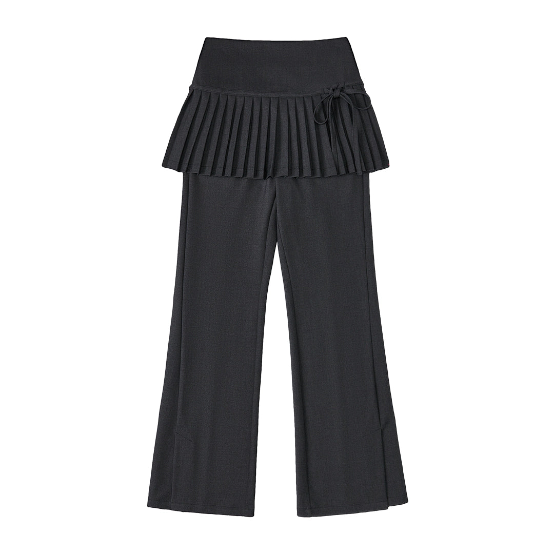 Ballet Style Fake Two Pleated Pants