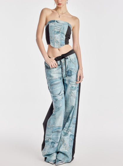 Ether Blue Stitched Jeans