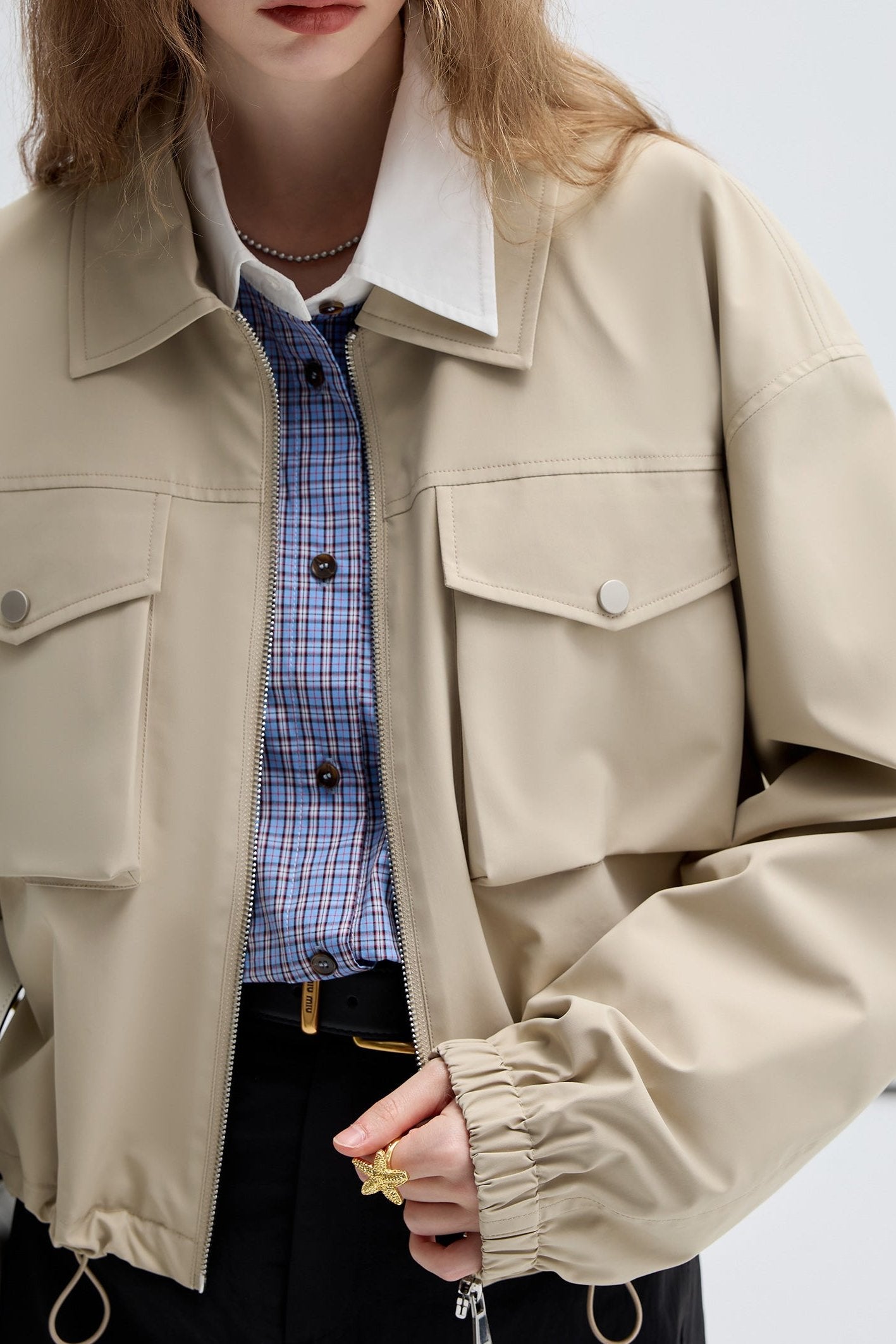 Lapel Cargo Short Jacket