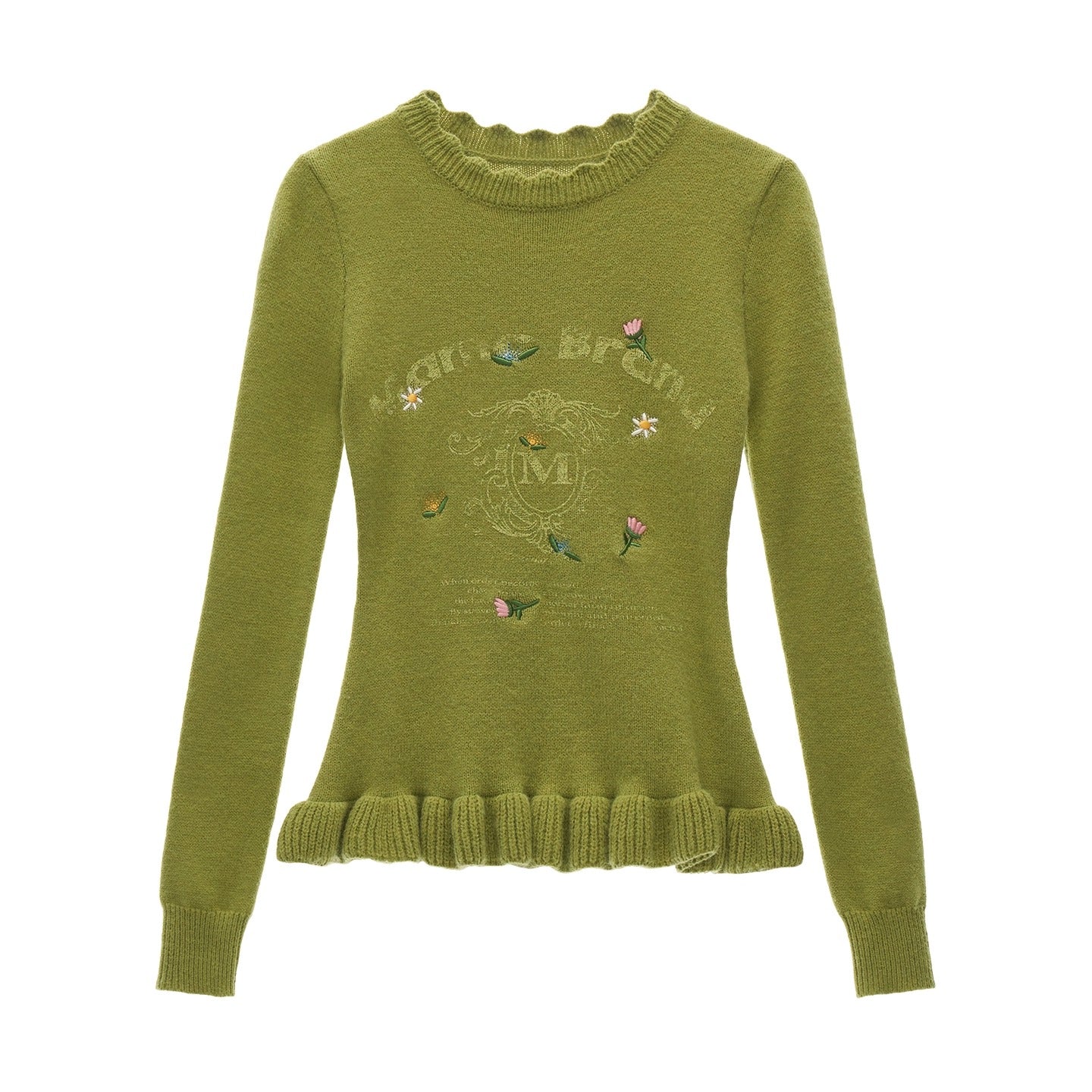 Flower Embroidery Round Neck Sweater