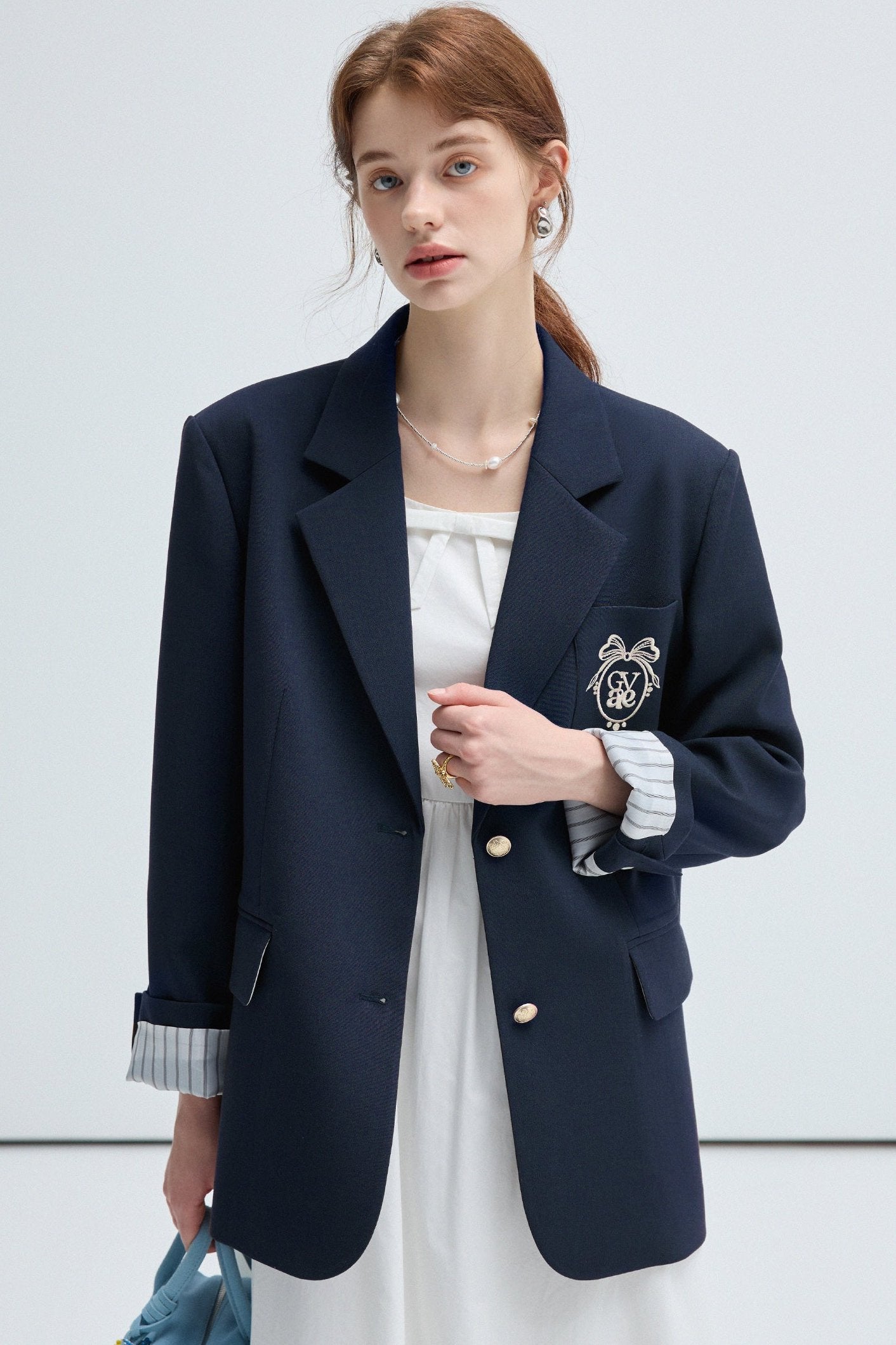 Embroidered College Style Blazer