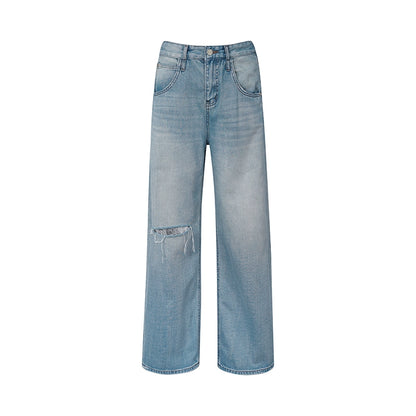 High-Waist Denim Trousers