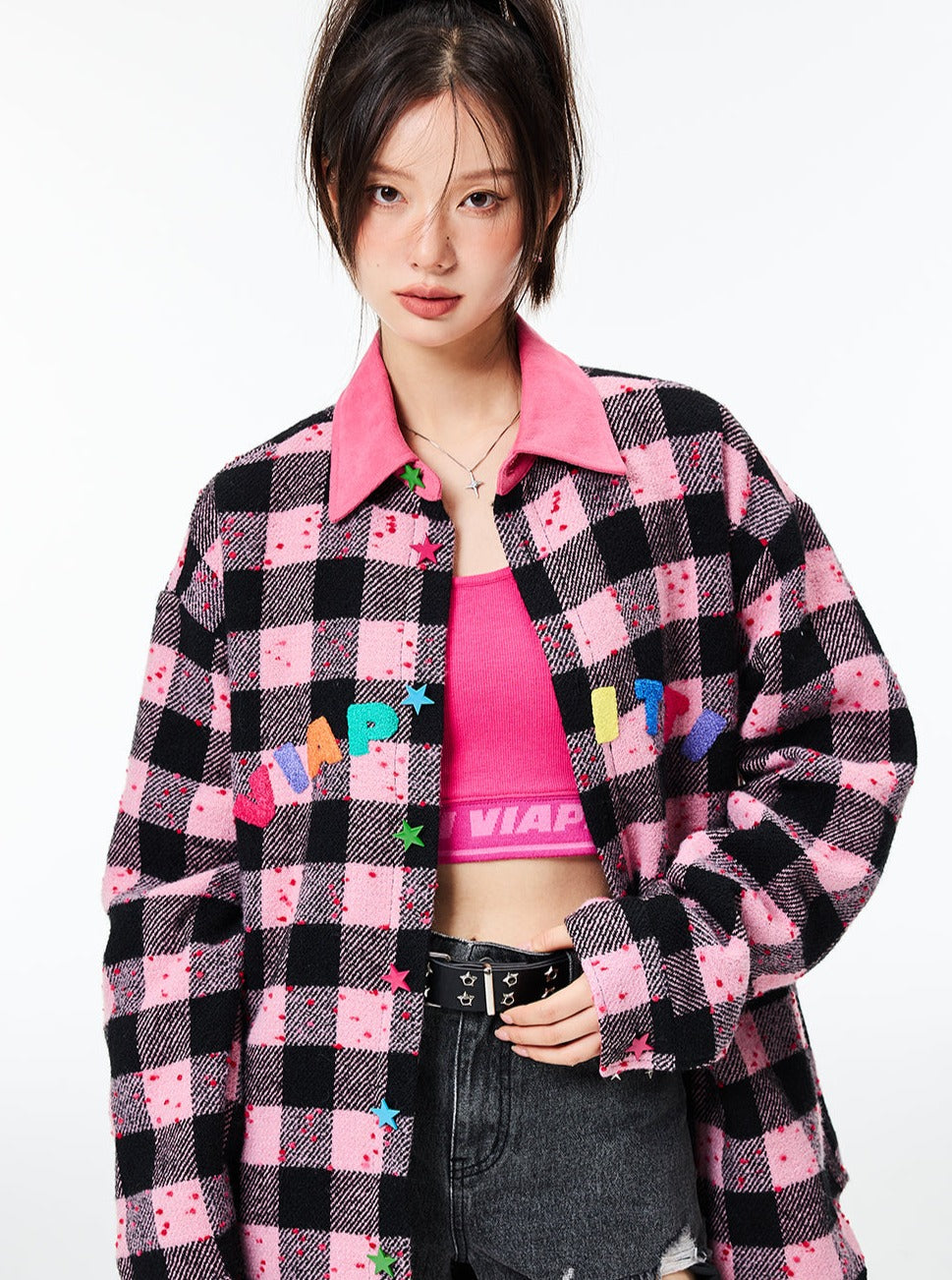 plaid padded jacket