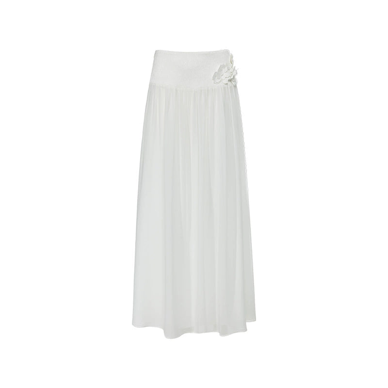 Spring White Knitted Top Skirt Set-Up