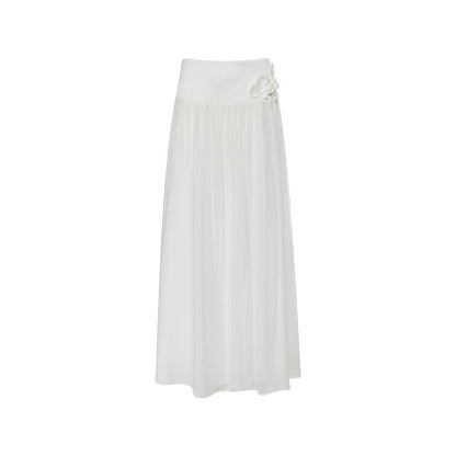 Spring White Knitted Top Skirt Set-Up